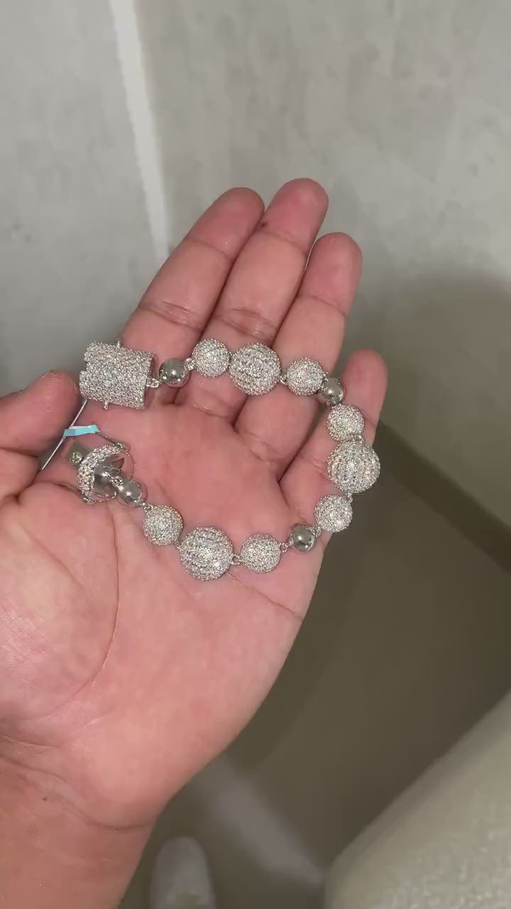 Custom Disco Ball Iced Out Bracelet [44.66 CTW] Moissanites in 925 Sterling Silver
