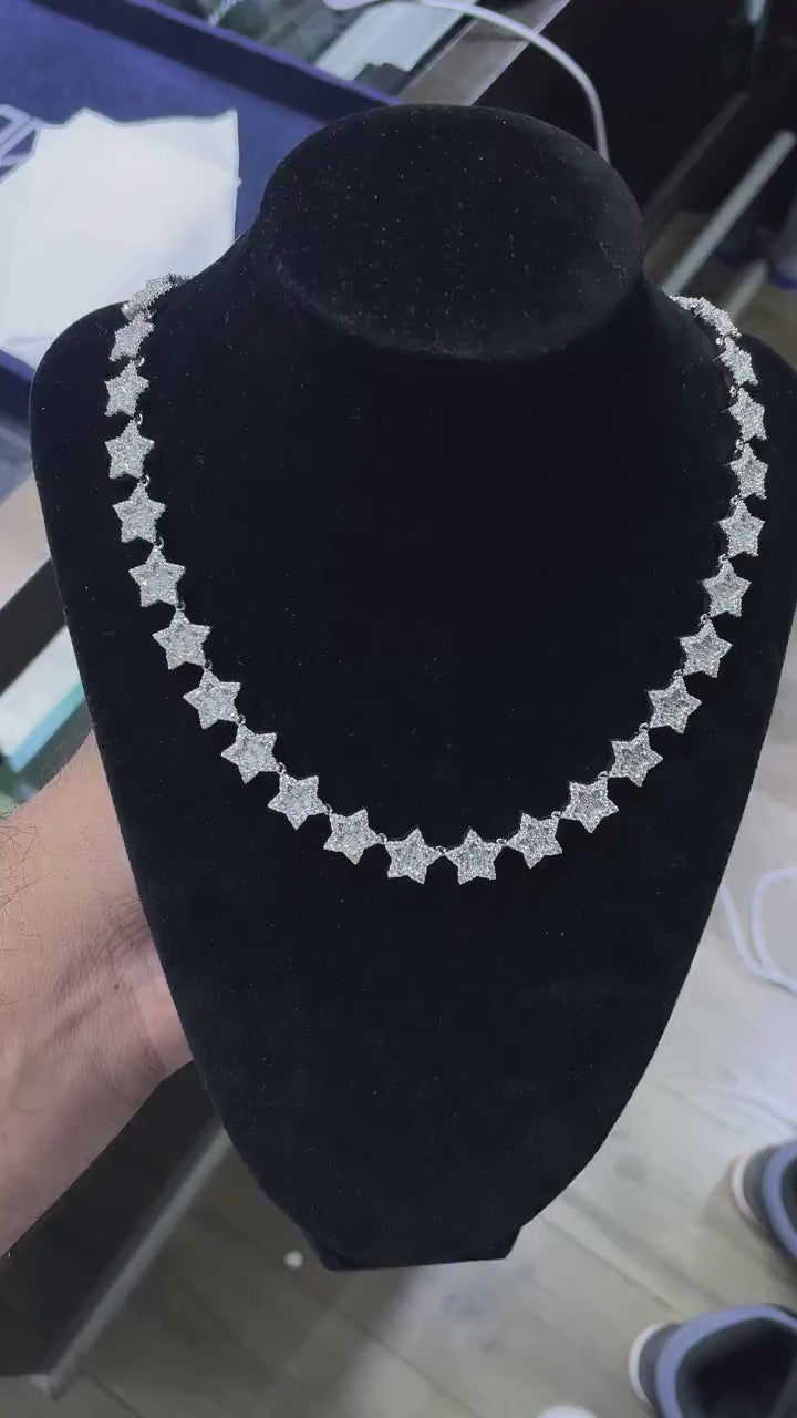 Star Iced Out Moissanite Necklace [17.77CTW] in 925 Sterling Silver