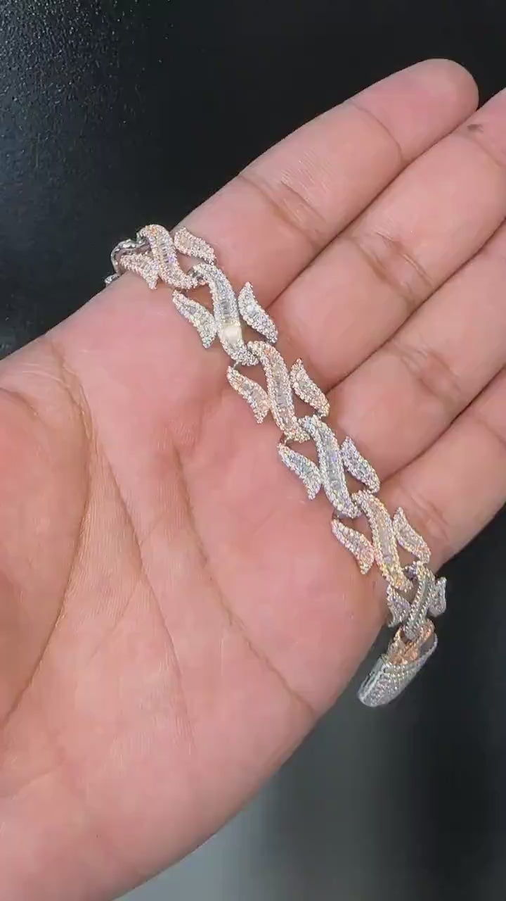 VVS Two Tone Cuban Link Moissanite Bracelet in 925 Sterling Silver