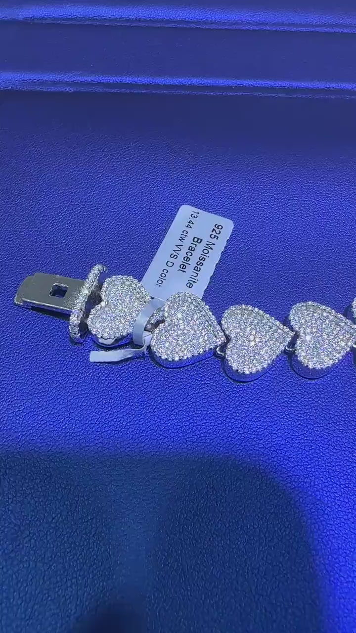 Iced Out Graduating Heart Bracelet [13.44 CTW] Moissanites in 925 Sterling Silver