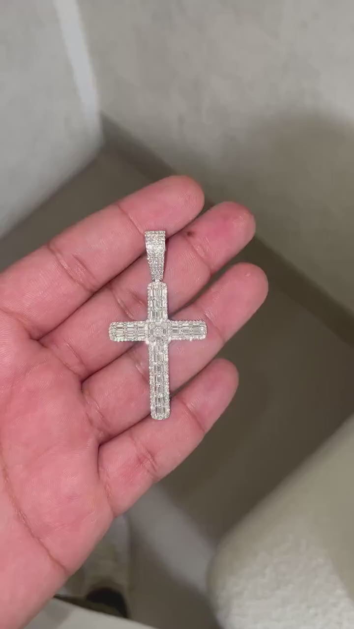 Iced Out Cross Pendant VVS1 Moissanite [3.56 CTW] 925 Sterling Silver