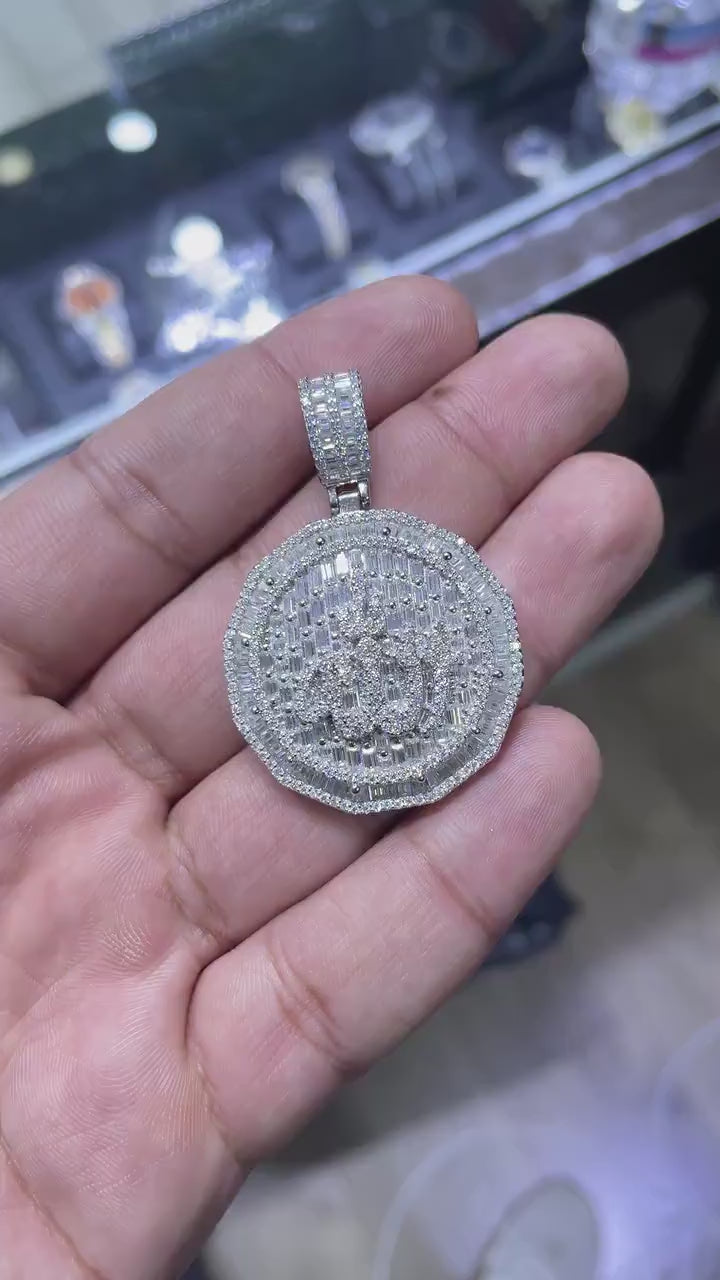 Round Allah Pendant VVS1 Moissanite [6.36CTW] 925 Sterling Silver