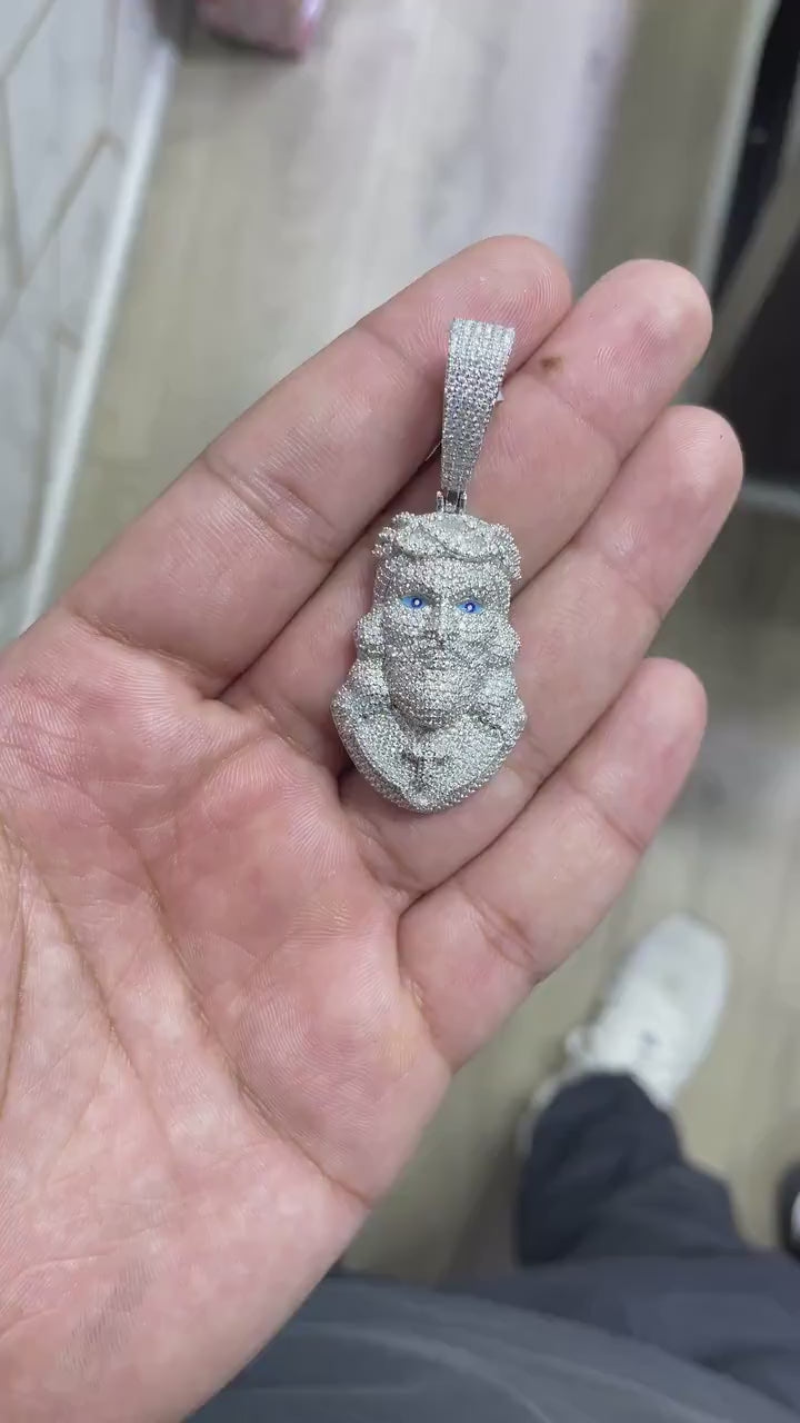 Jesus Face Pendant VVS1 Moissanite [4.51 CTW] 925 Sterling Silver