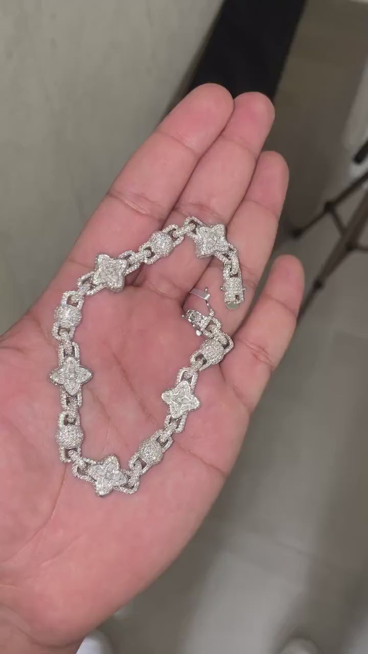 Clover Iced Out Bracelet [13.95CTW] Moissanites in 925 Sterling Silver