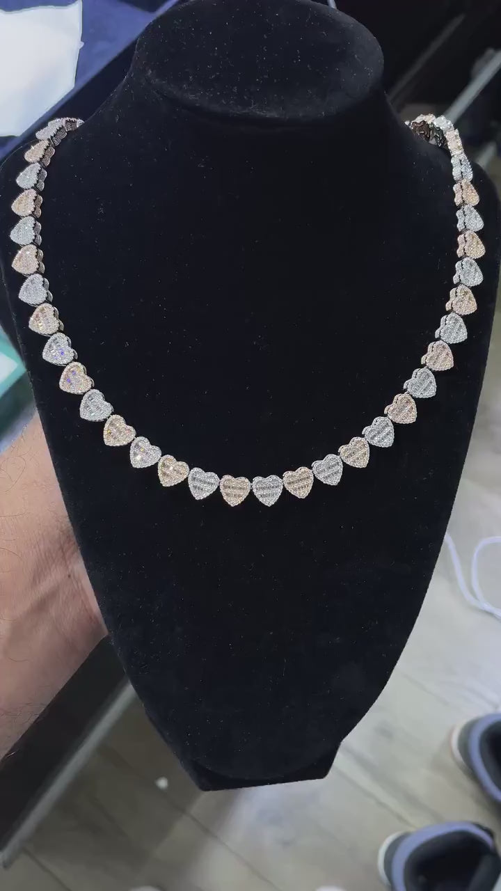 Two Tone Heart Moissanite Necklace [26.57CTW] in 925 Sterling Silver