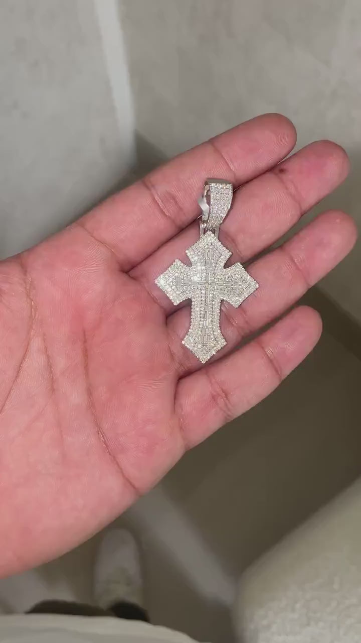 Cross Pendant VVS1 Moissanite [3 CTW] 925 Sterling Silver