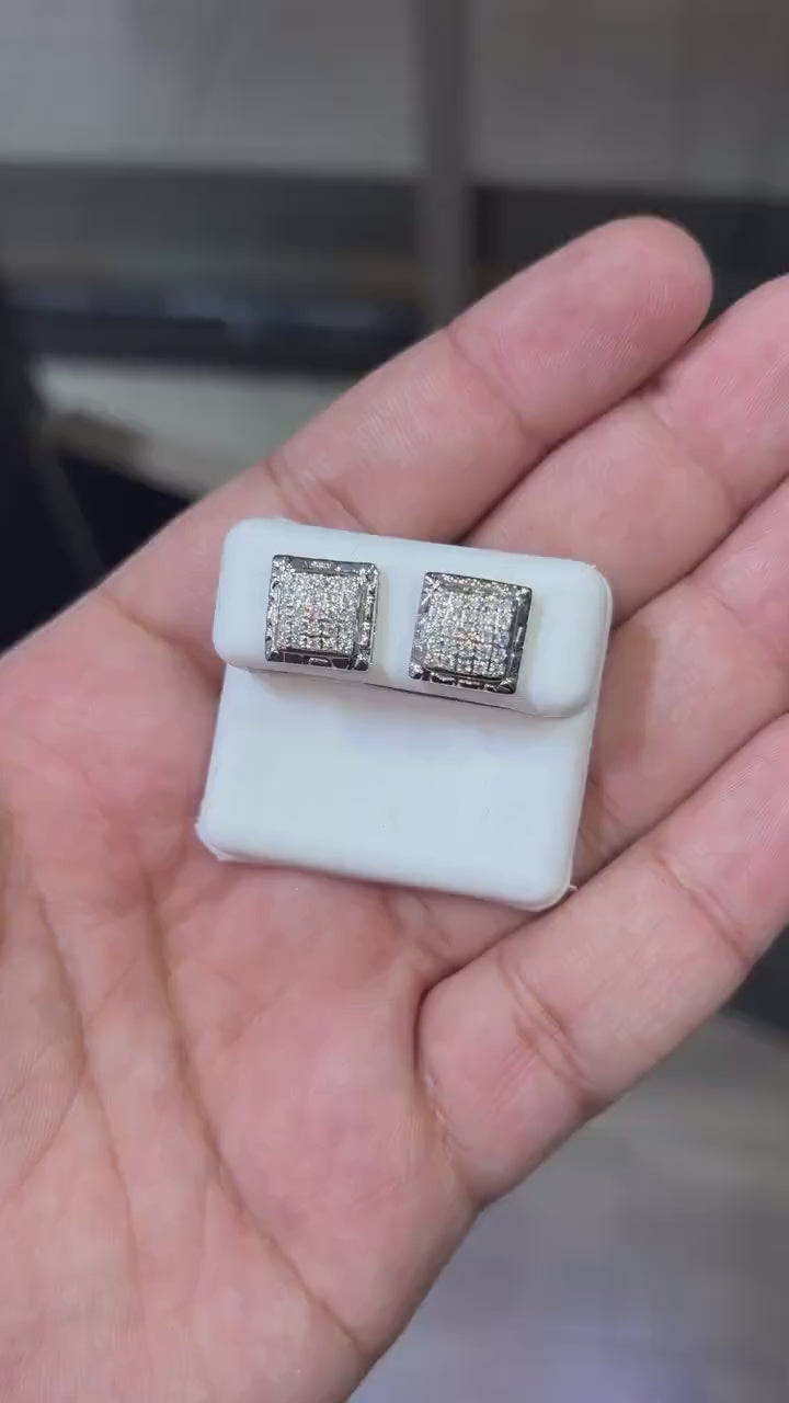 10K White Gold Diamond 0.50 CTW Square Shaped Earring