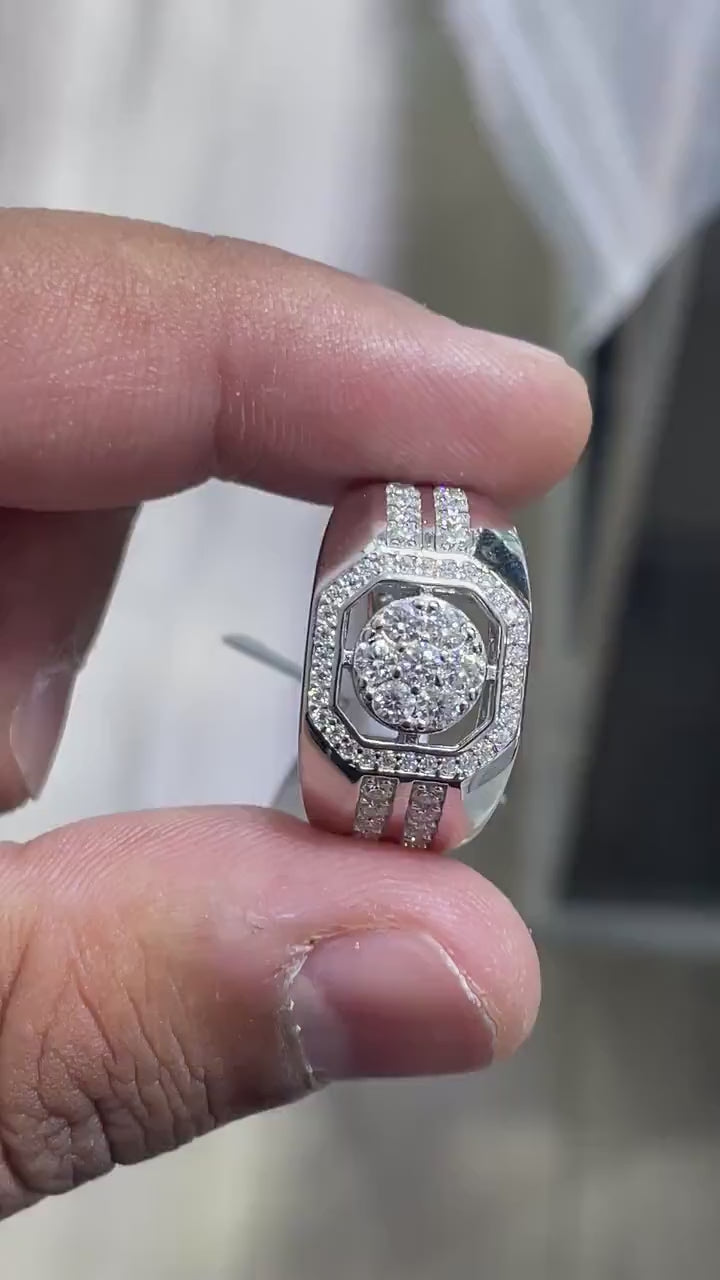 Men Moissanite Ring Iced Out [1.55 CTW] in 925 Sterling Silver