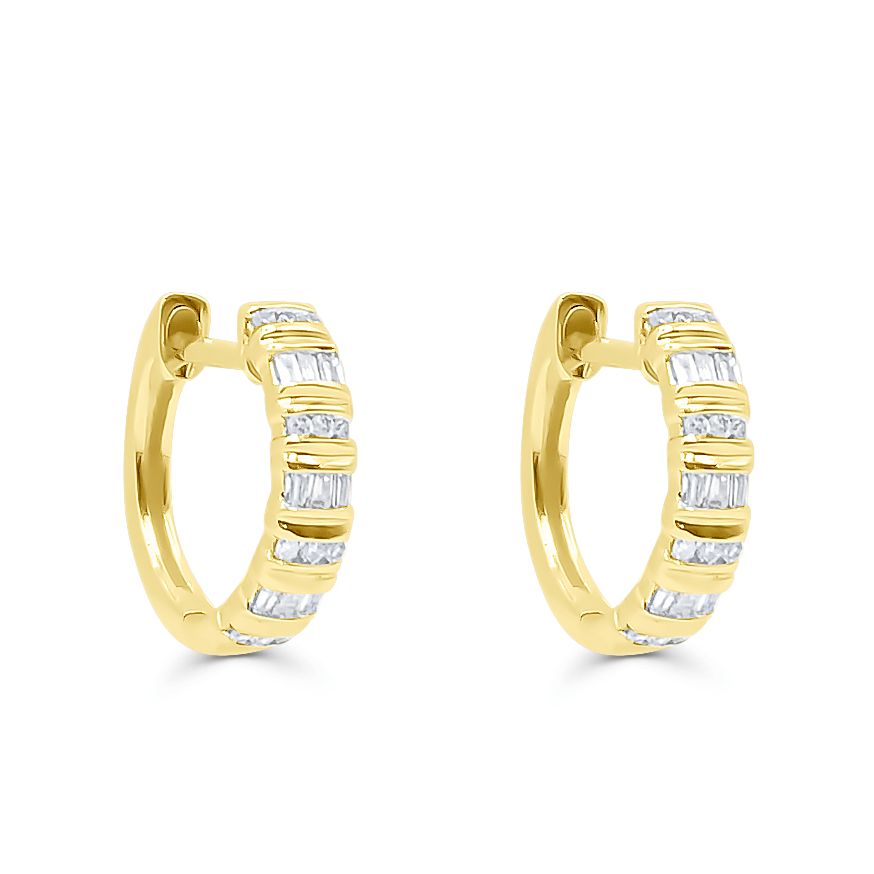 10K Gold Diamond Hoop Earring
