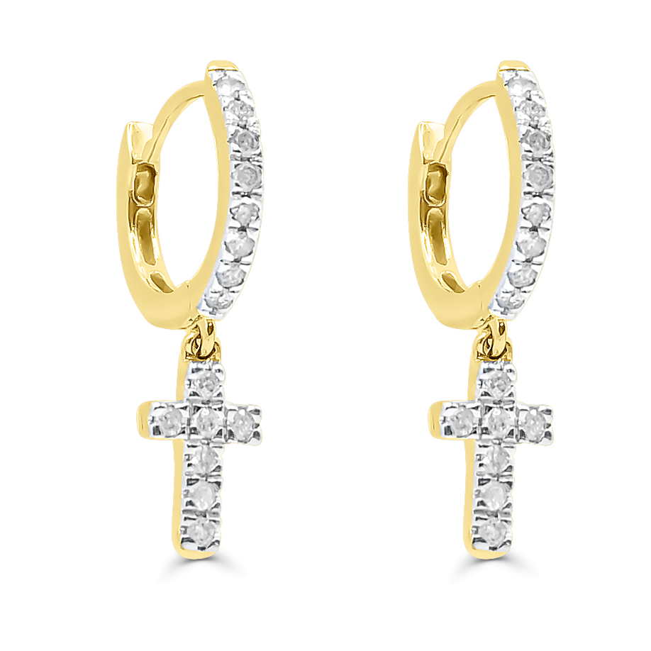 10K Yellow Gold Hoop Diamond Earring