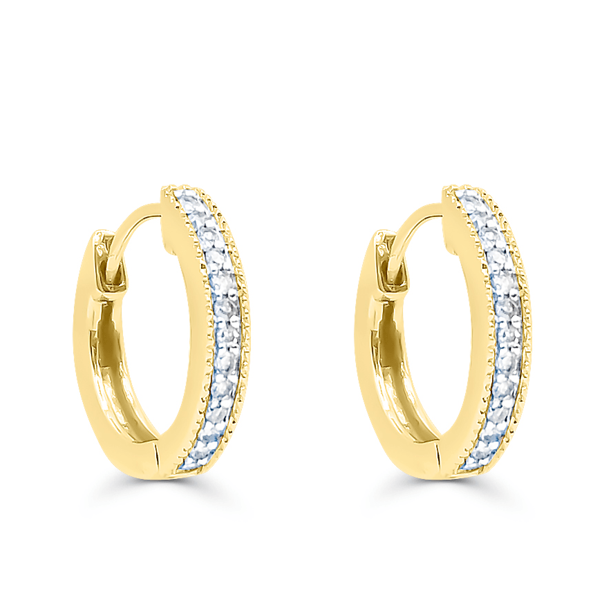 10K Gold Diamond Hoop Earring