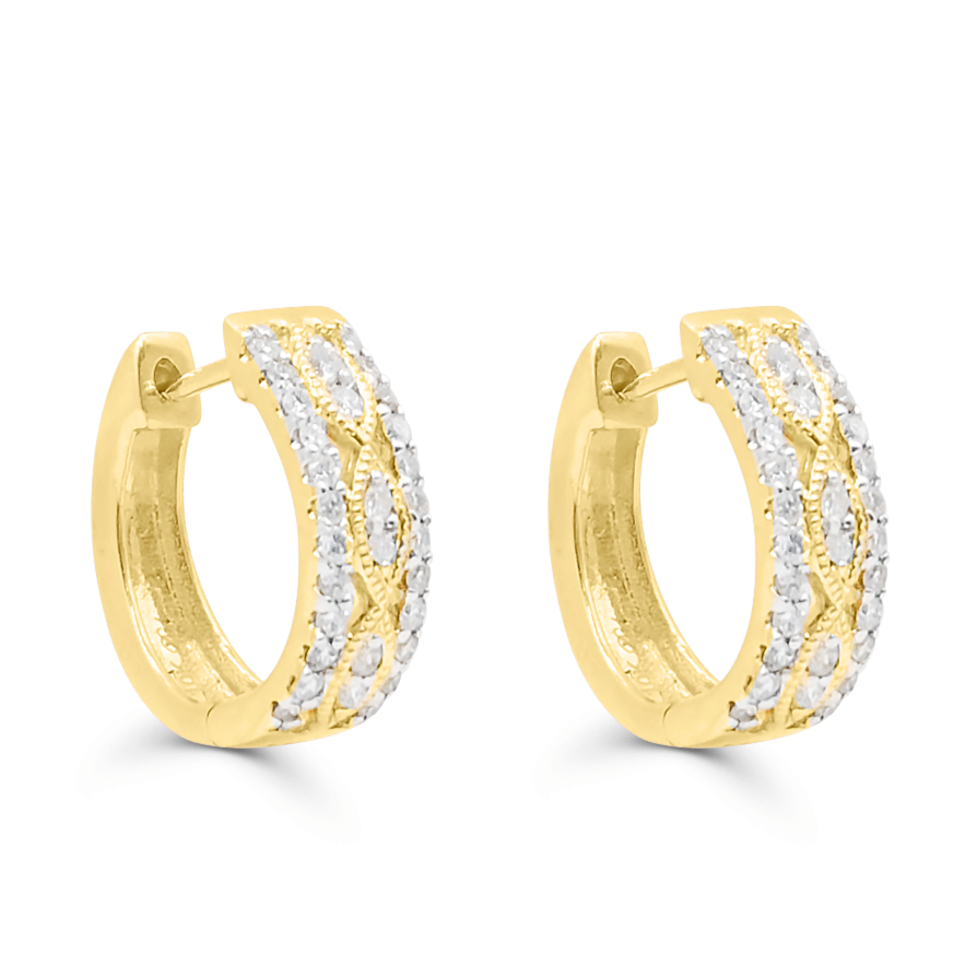 10K Gold Diamond Hoop Earring