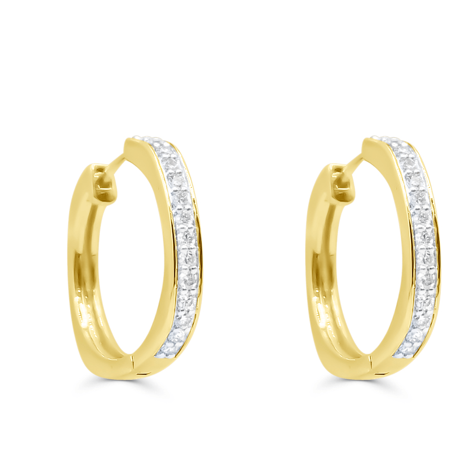 10K Gold Diamond Hoop Earring