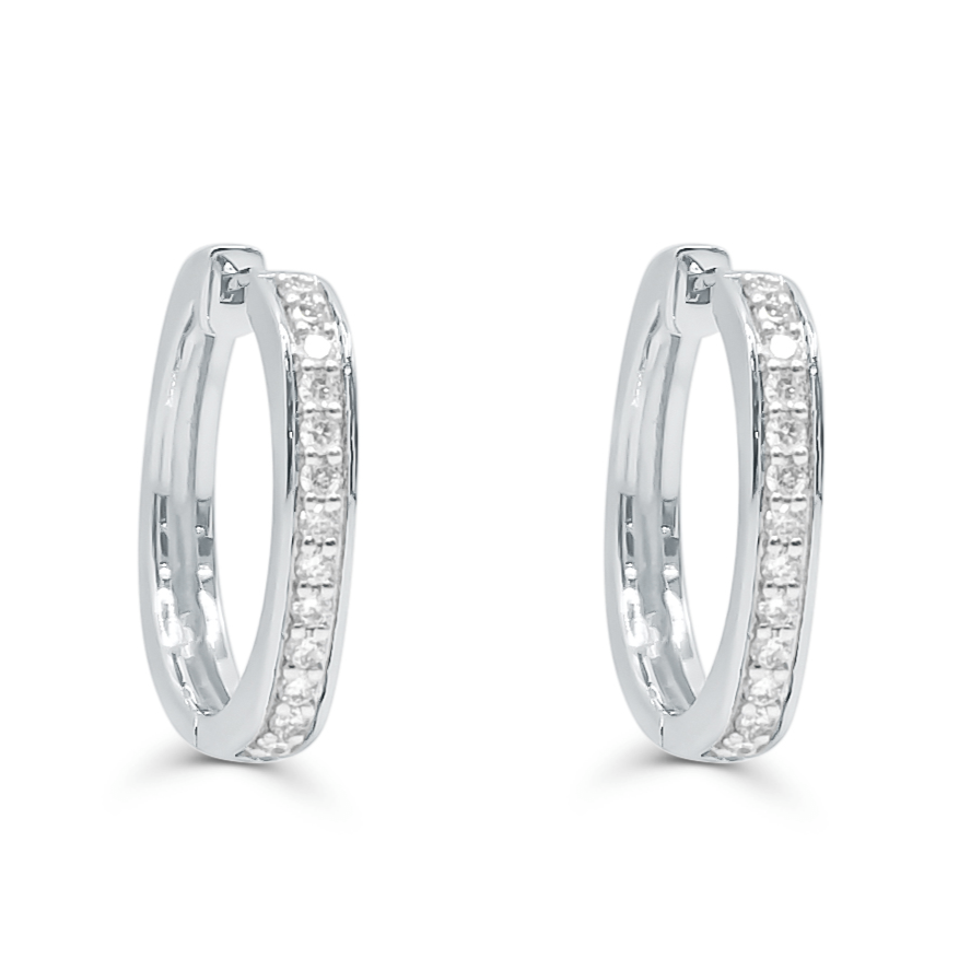 10K Gold Diamond Hoop Earring