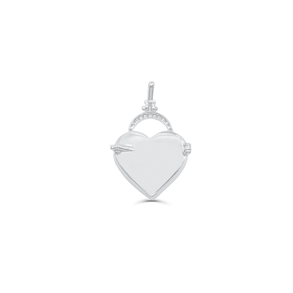 10K White Gold Diamond Heart Custom Memory Pendant 0.72CT