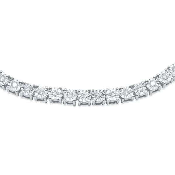 3.50mm 10K Diamond Tennis Cut White Gold Chain