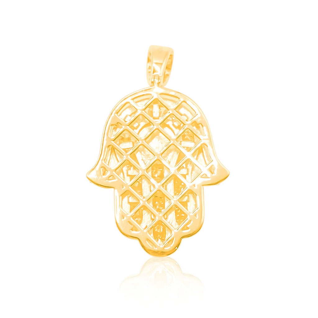 10K Gold Diamond Hamsa Pendant 1.80