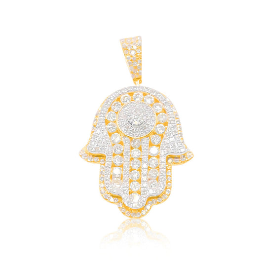 10K Gold Diamond Hamsa Pendant 1.80