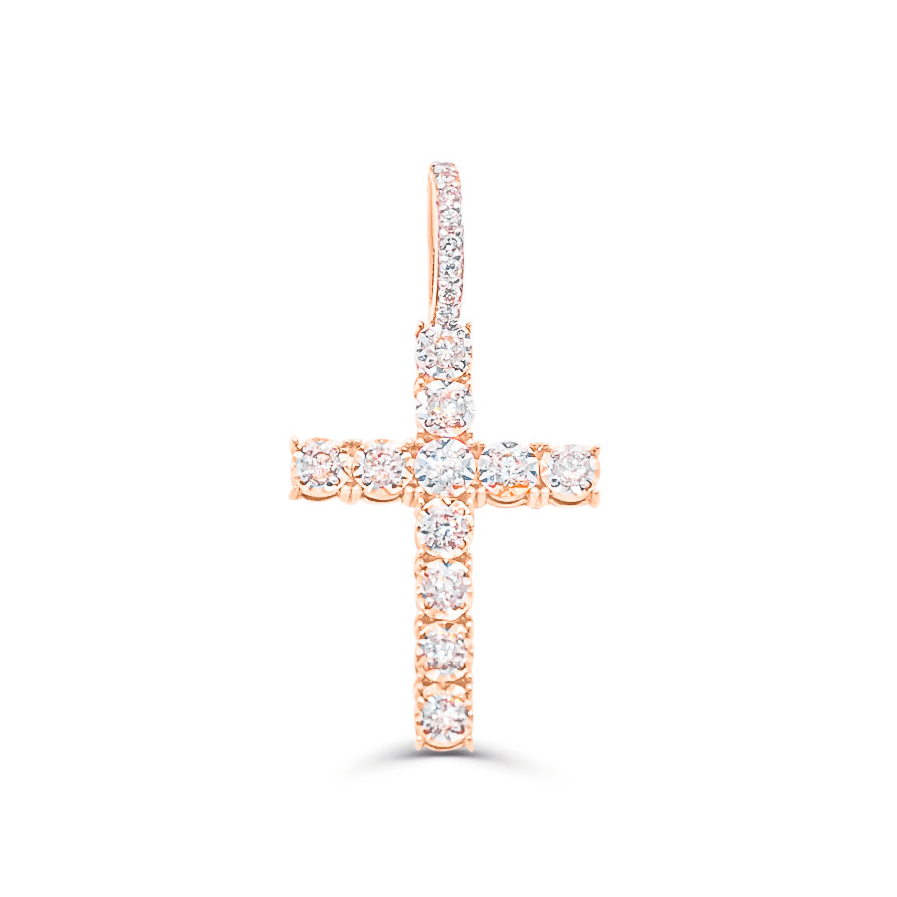 10K Gold Diamond Cross Pendant 1.00CT