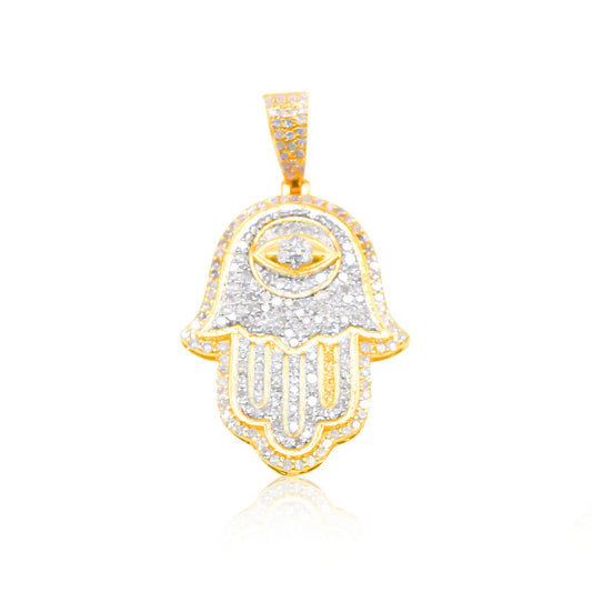 10K Gold Diamond Hamsa Pendant 1.00CT