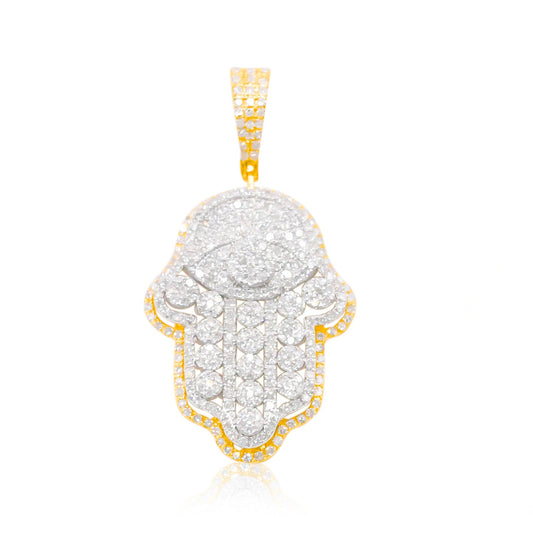 10K Gold Diamond Hamsa Pendant 1.00CT