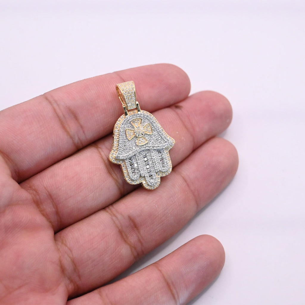 10K Gold Diamond Hamsa Pendant 1.05CT