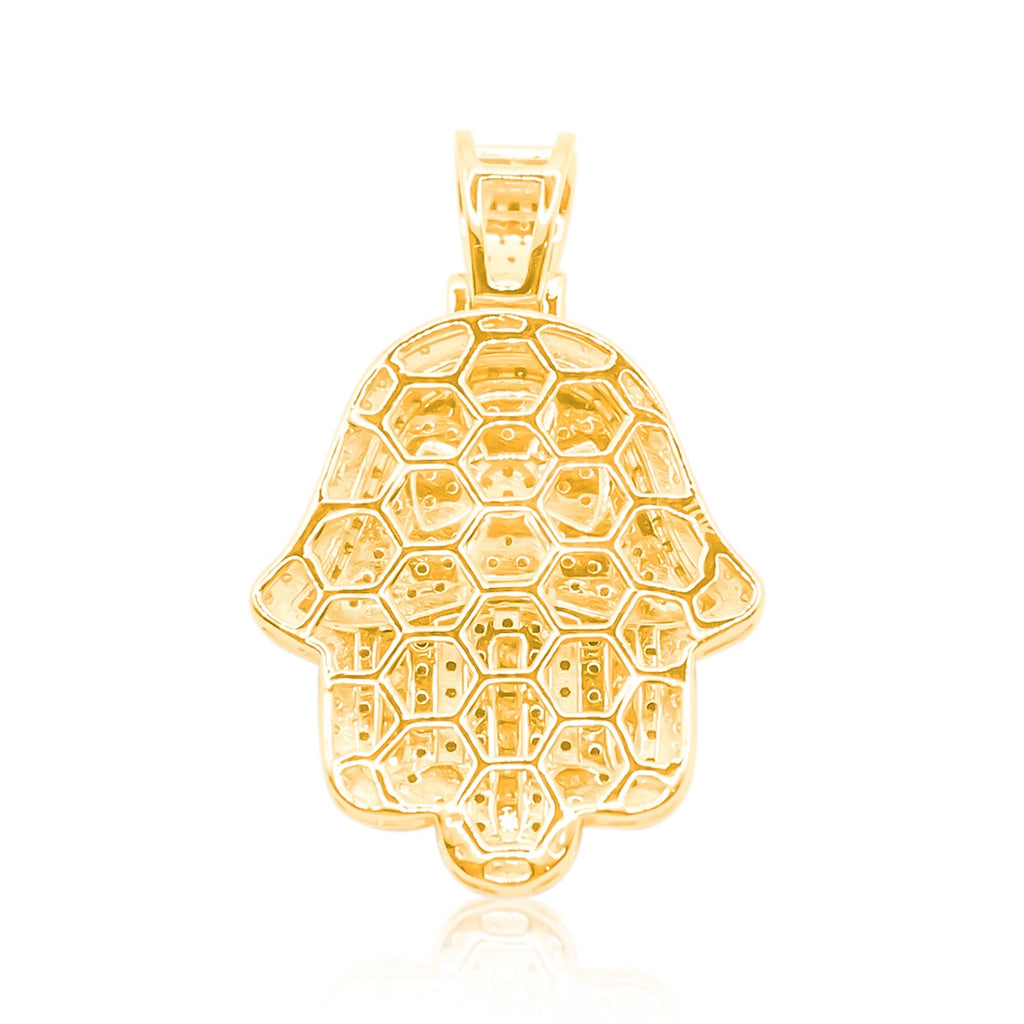 10K Gold Diamond Hamsa Pendant 1.05CT