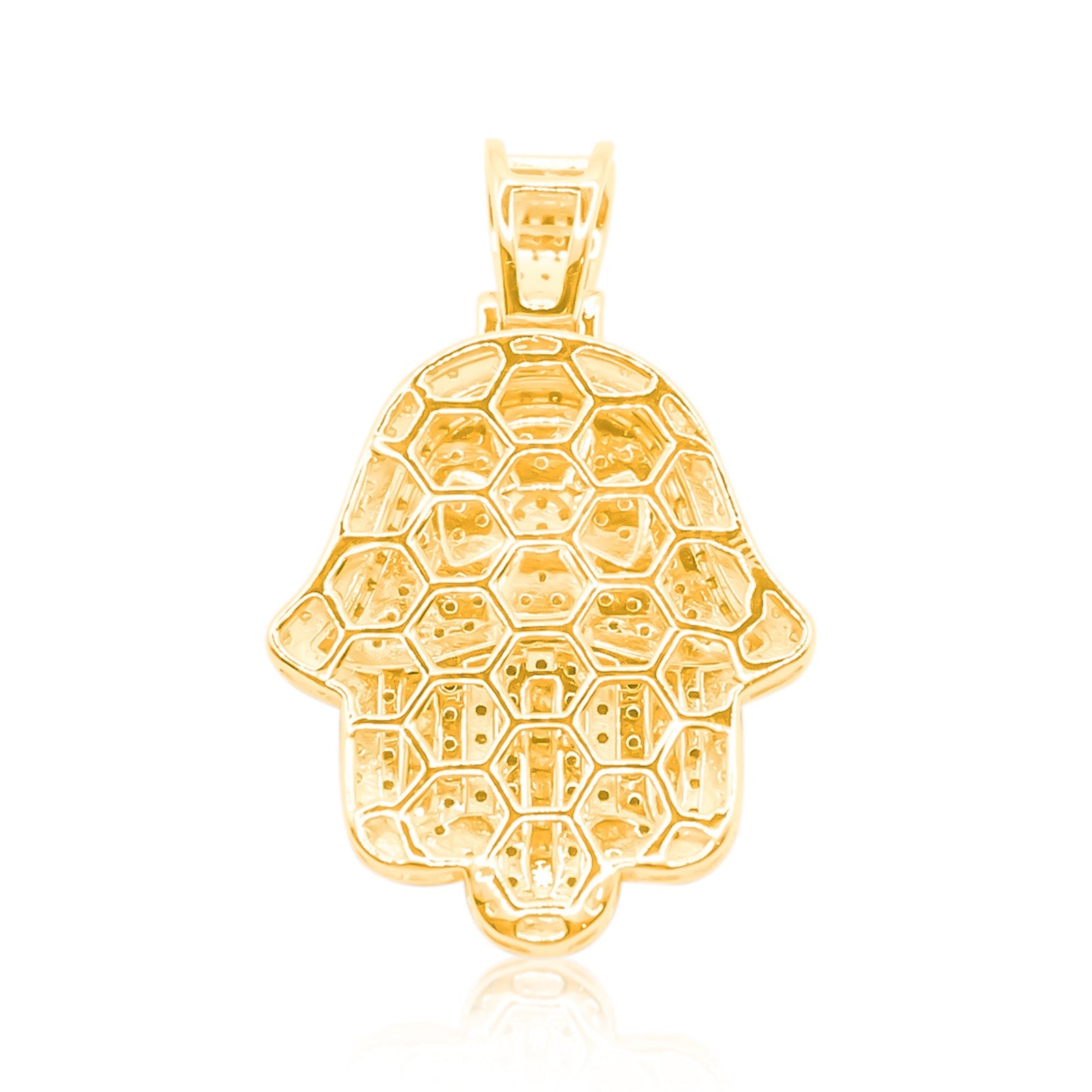 10K Gold Diamond Hamsa Pendant 1.05CT