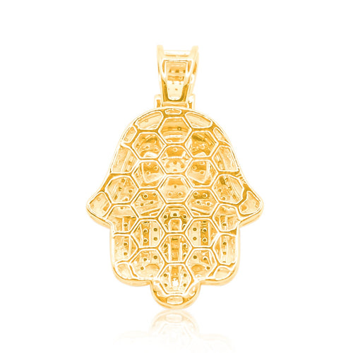 10K Gold Diamond Hamsa Pendant 1.05CT