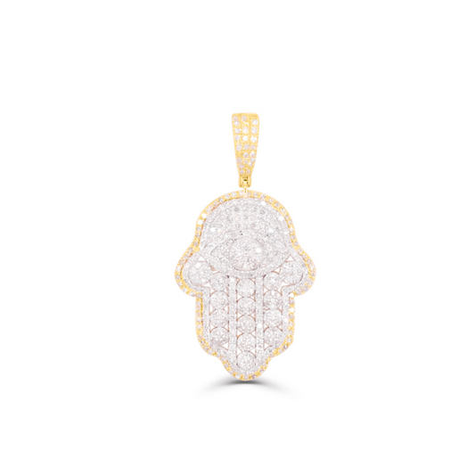 10K Gold Diamond Hamsa Pendant 1.13CT