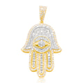 10K Gold Diamond Hamsa Pendant 1.20CT