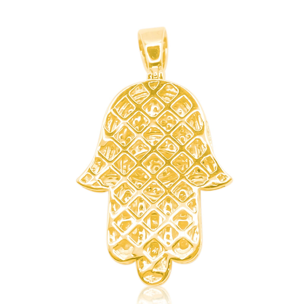 10K Gold Diamond Hamsa Pendant 1.20CT