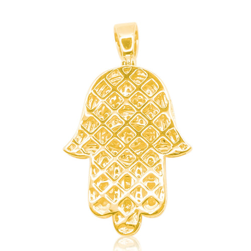 10K Gold Diamond Hamsa Pendant 1.20CT