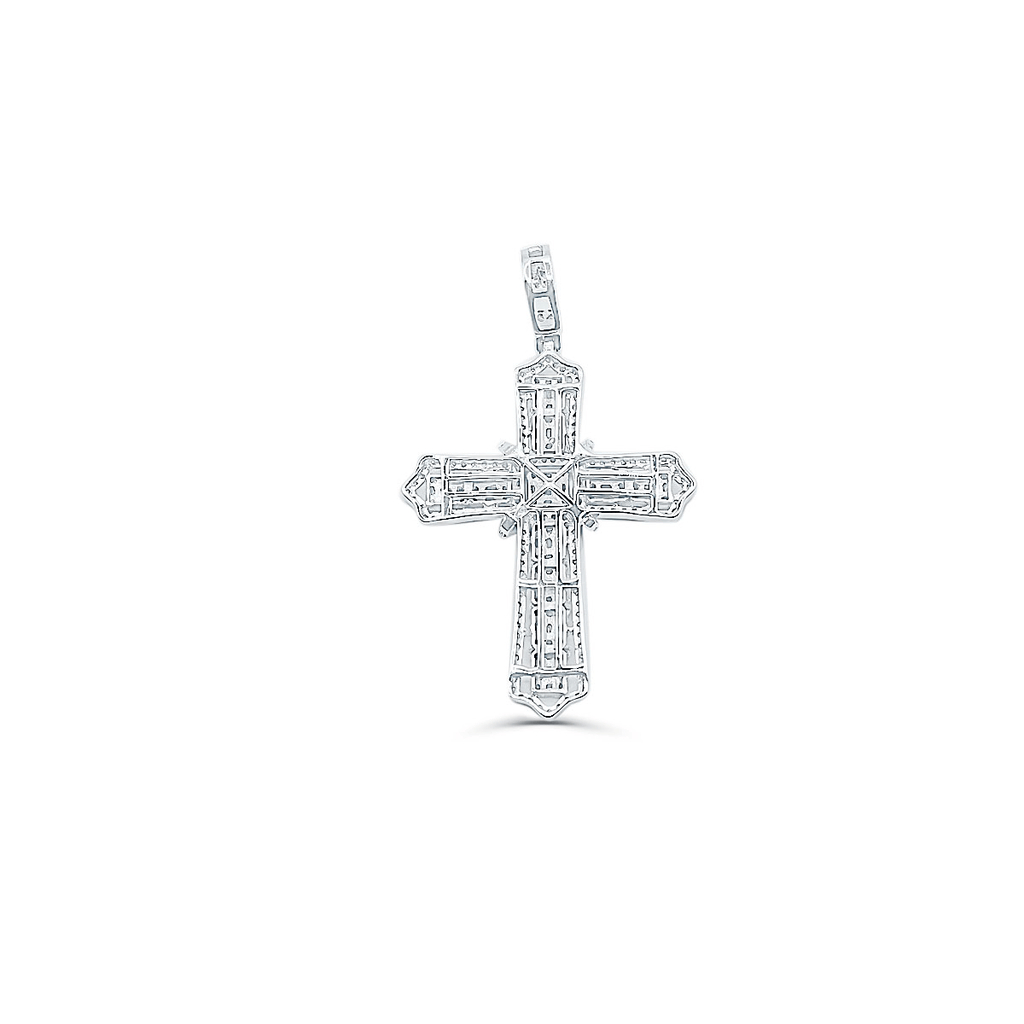 10K White Gold Diamond Cross Pendant 1.21CT