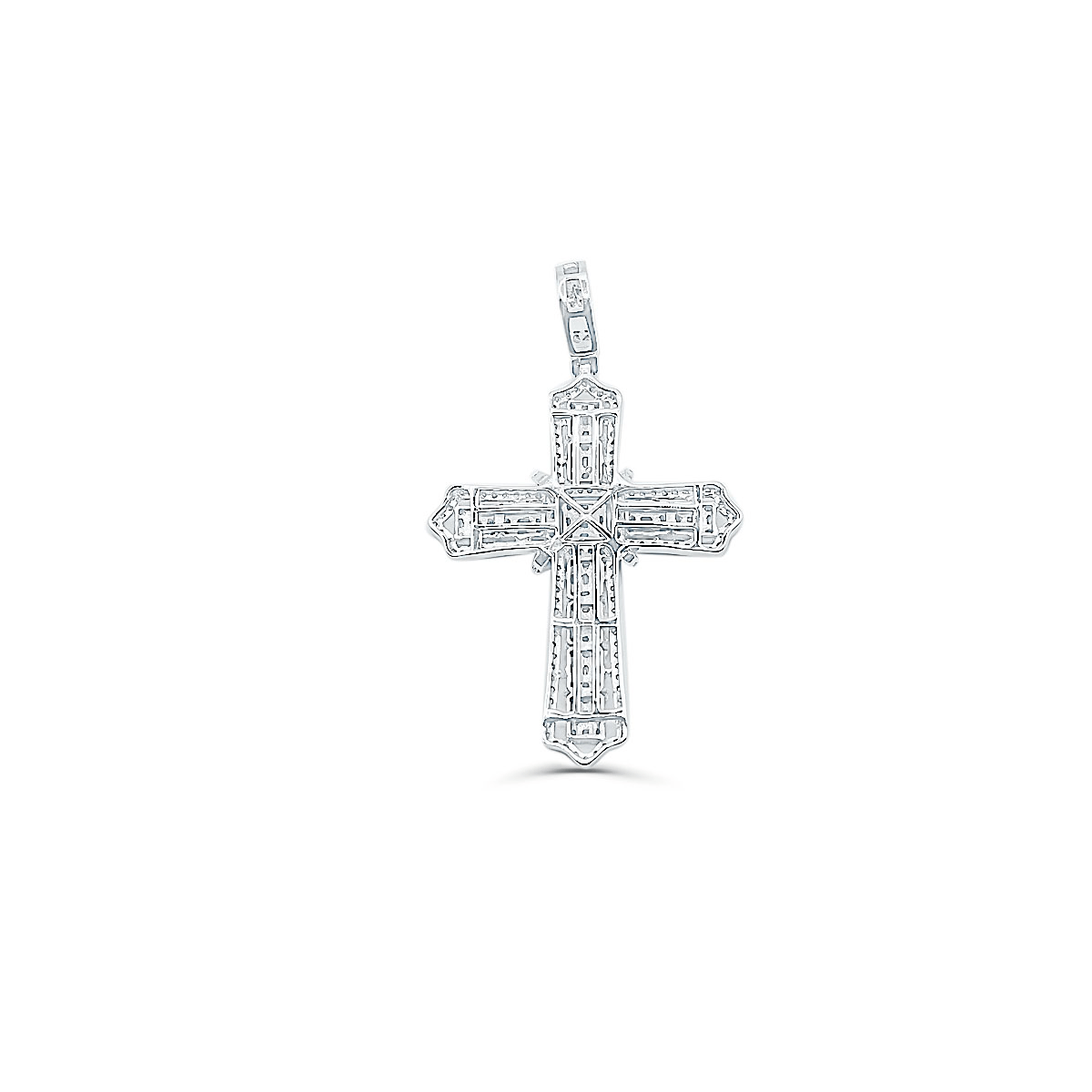 10K White Gold Diamond Cross Pendant 1.21CT