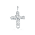 10K White Gold Diamond Cross Pendant 1.21CT