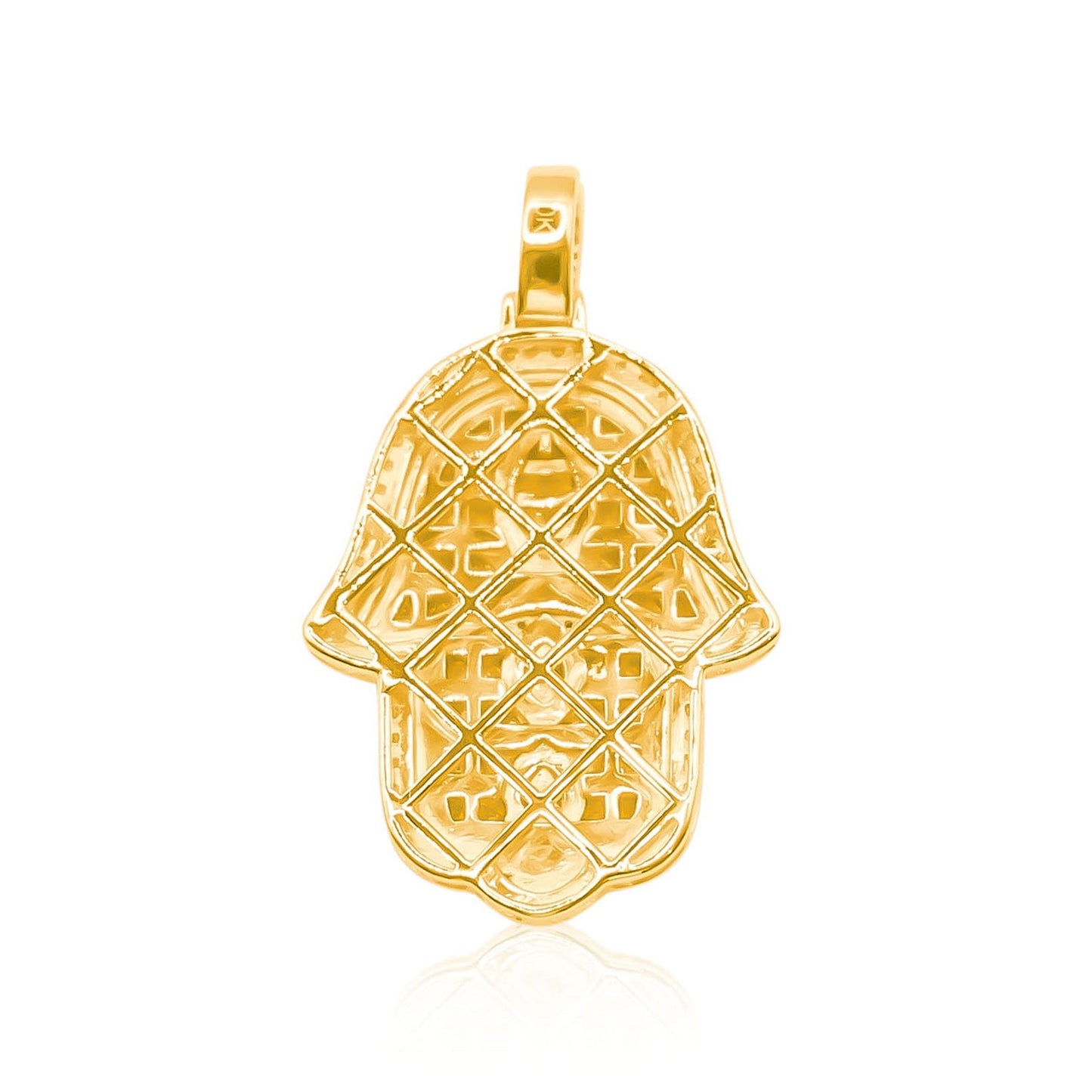 10K Gold Diamond Hamsa Pendant 1.30CT