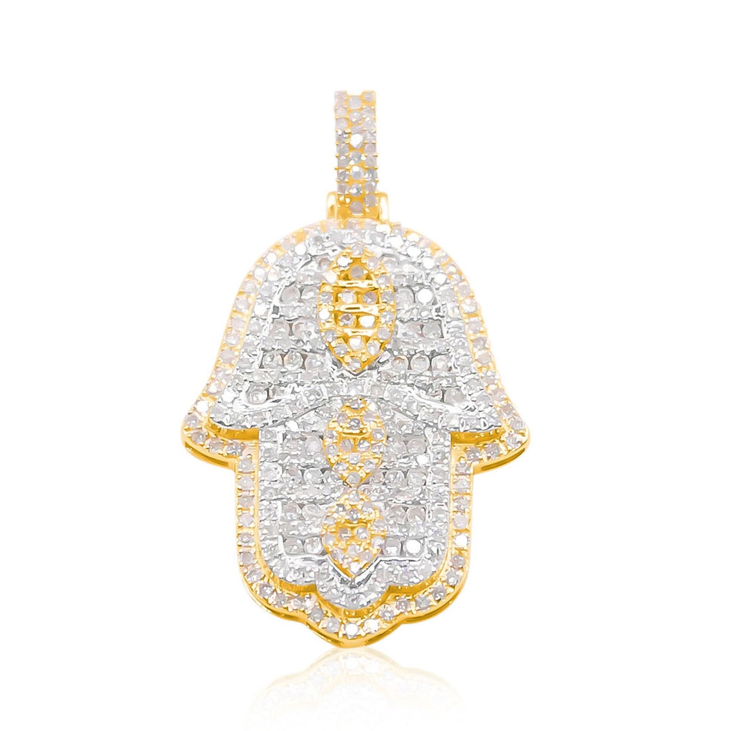 10K Gold Diamond Hamsa Pendant 1.30CT