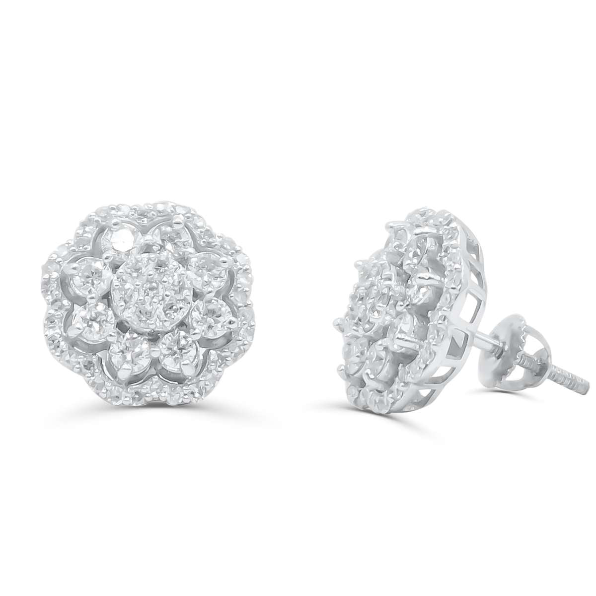 10K White Gold Diamond Earring