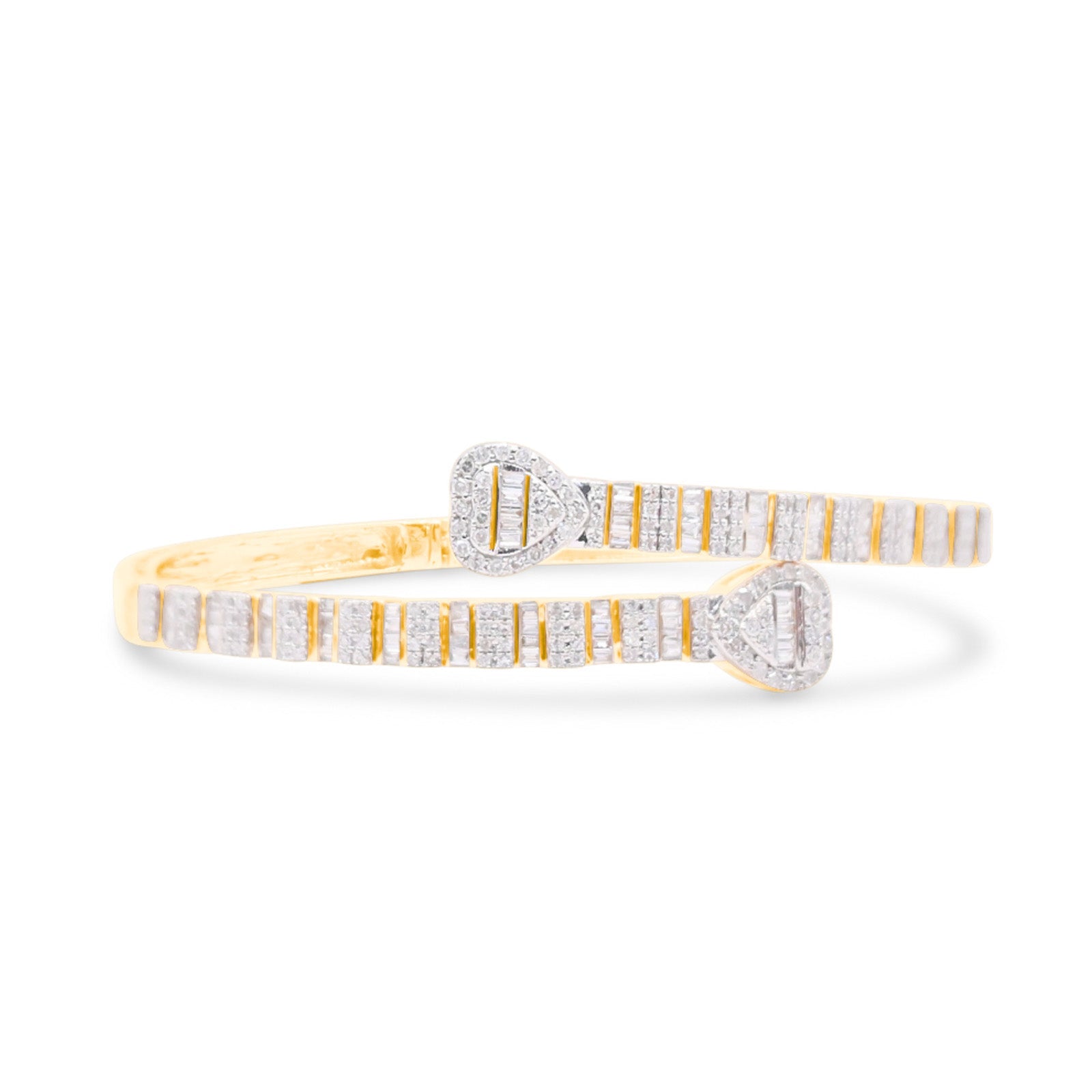 4mm 10K Baguette Gold Diamond Bangle 1.50CT