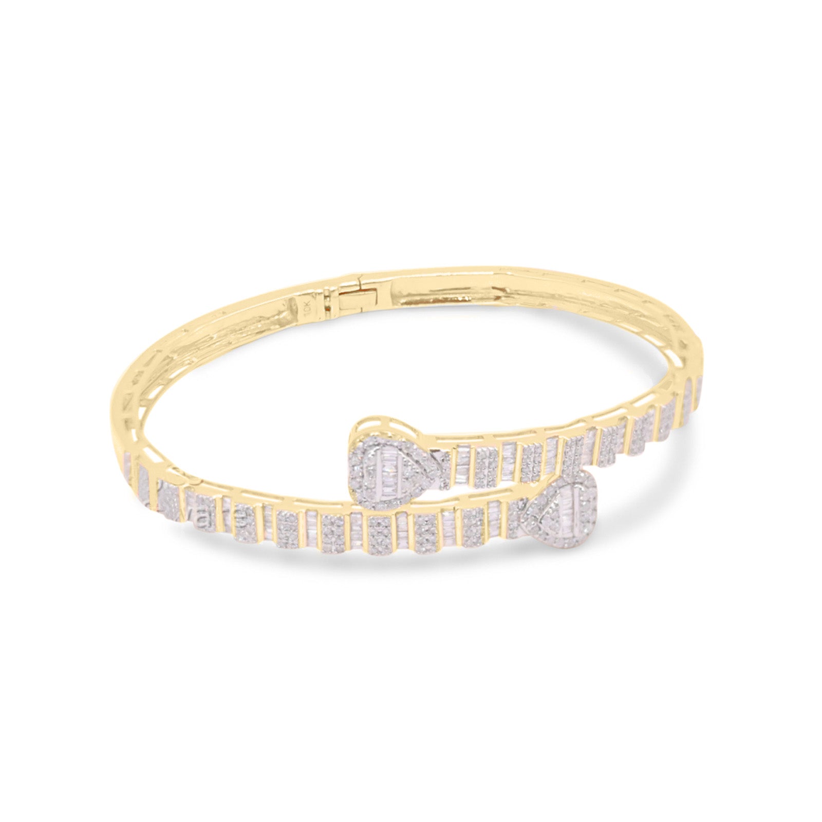 4mm 10K Baguette Gold Diamond Bangle 1.50CT