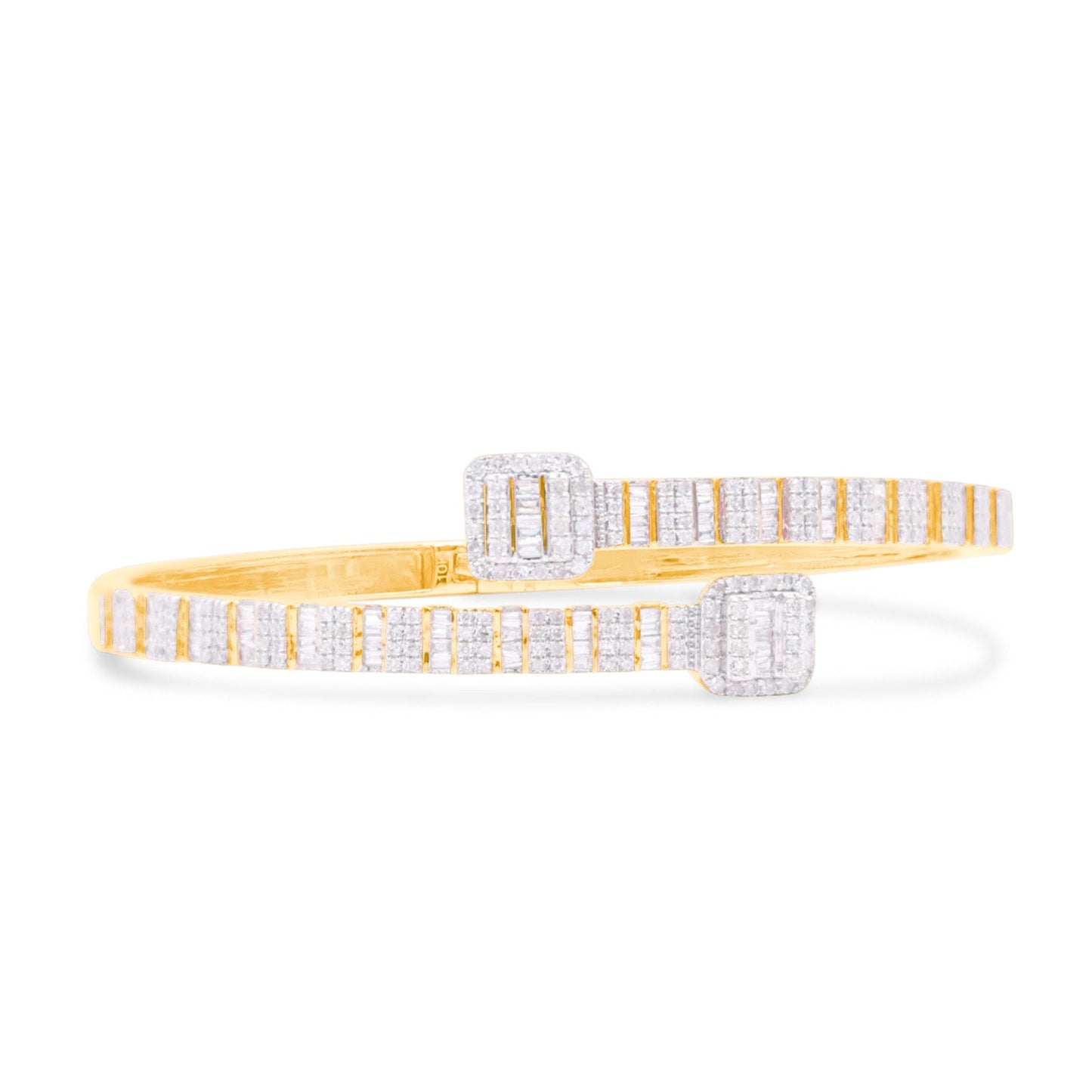 4mm 10K Baguette Gold Diamond Bangle 1.50CT