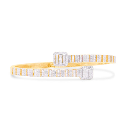 4mm 10K Baguette Gold Diamond Bangle 1.50CT