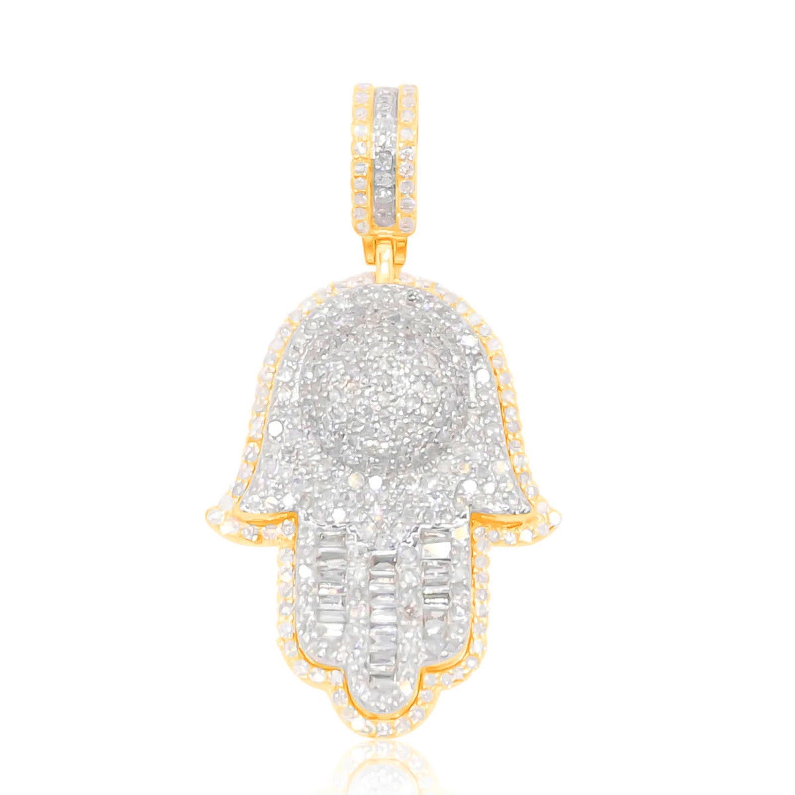10K Gold Diamond Hamsa Pendant 1.50CT