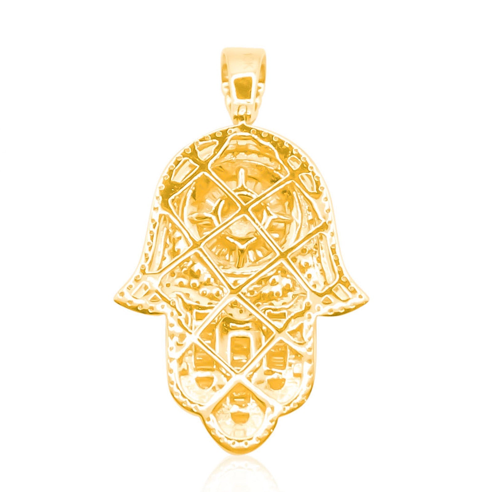 10K Gold Diamond Hamsa Pendant 1.50CT