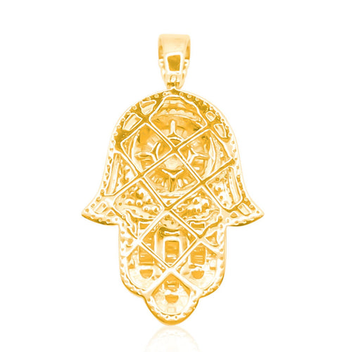 10K Gold Diamond Hamsa Pendant 1.50CT