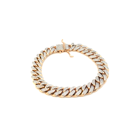 10mm 10K Cuban Gold Diamond Bracelet