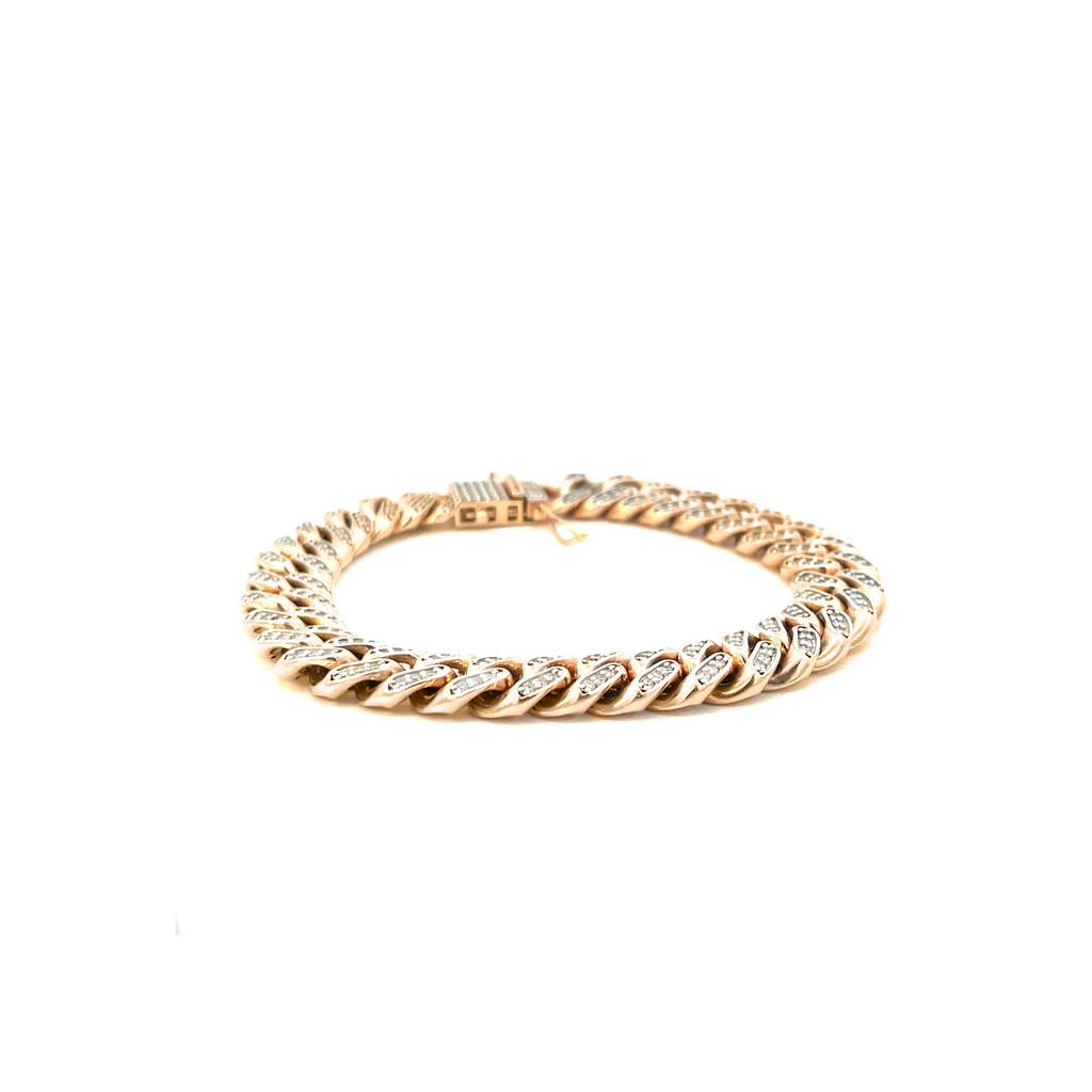 10mm 10K Cuban Gold Diamond Bracelet