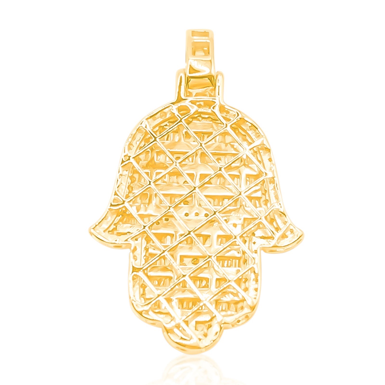 10K Gold Diamond Hamsa Pendant 1.75CT