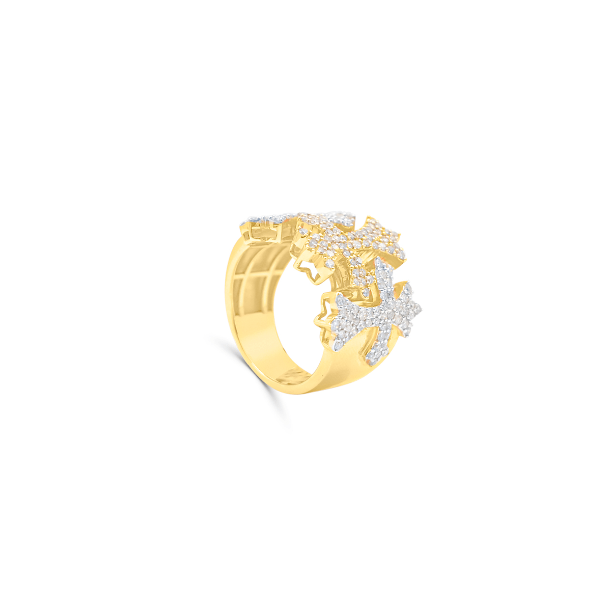 10K Gold Diamond Cross Men's Ring 1.85CT